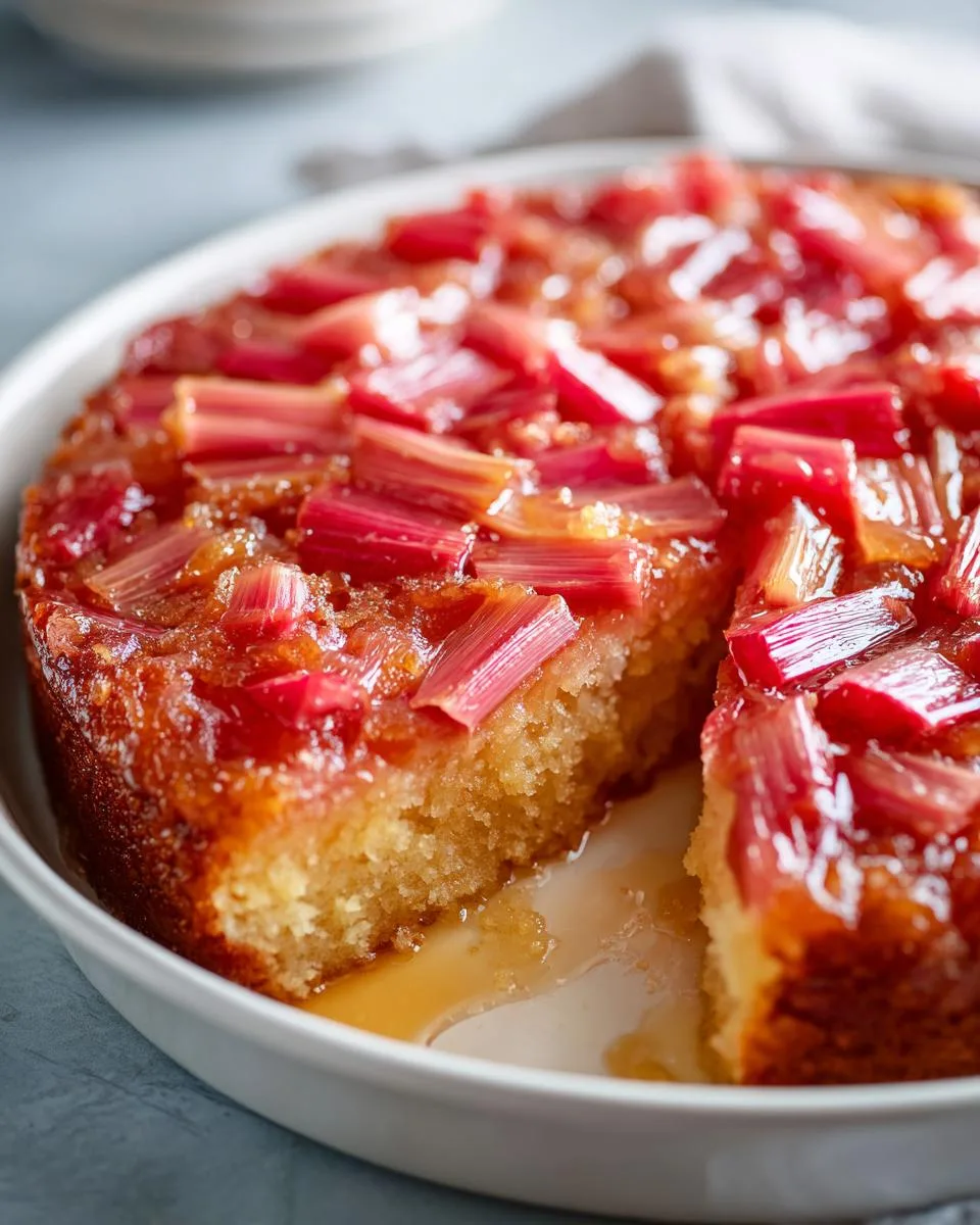 Caramelized Rhubarb Upside-Down Cake - detail 3