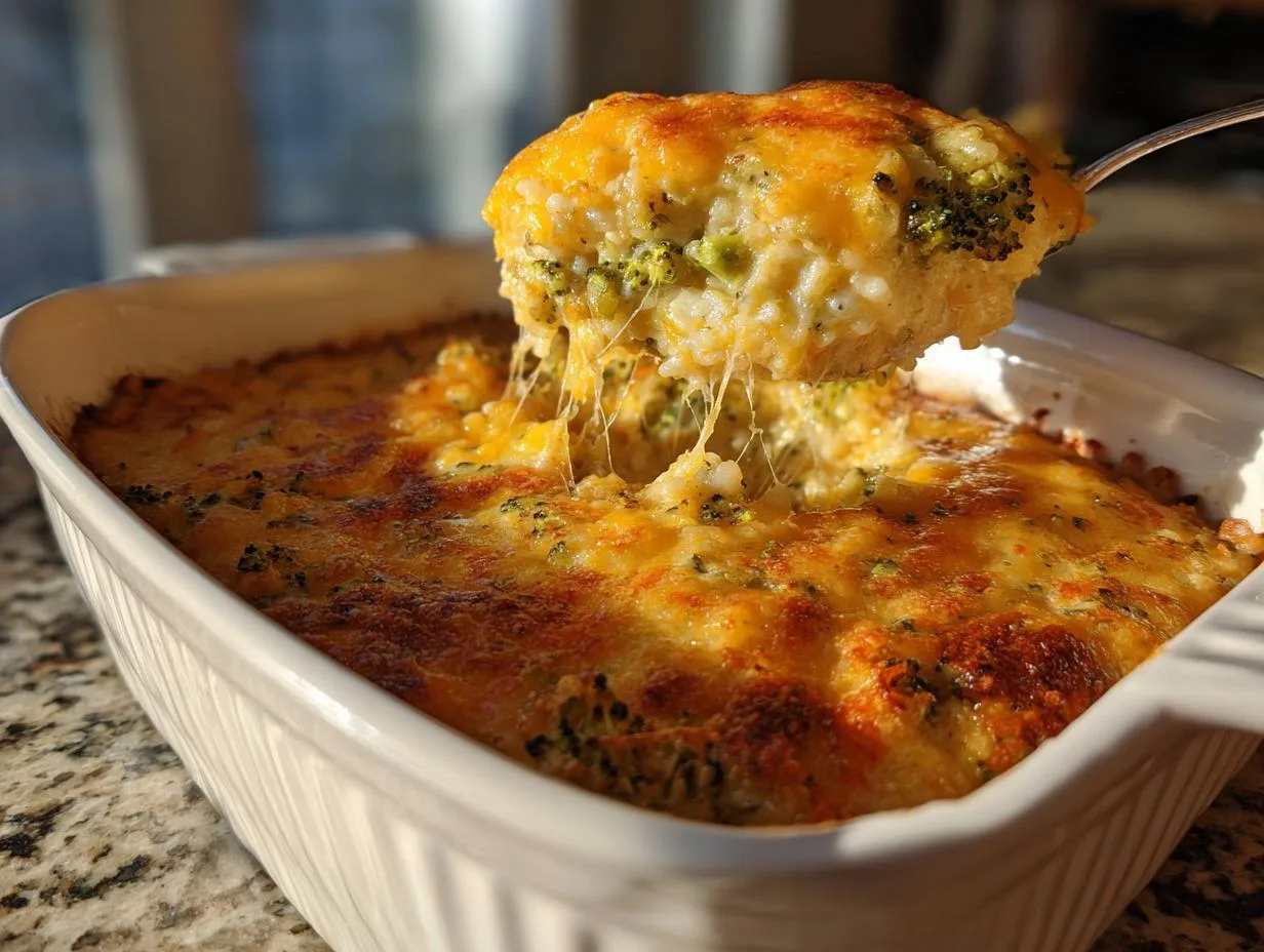 Cheesy Broccoli Rice Casserole with 3 Secret Comfort Twists