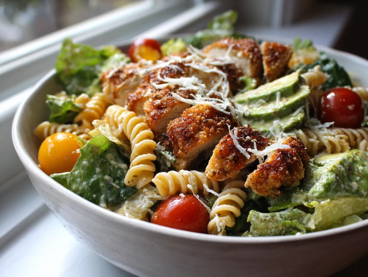 Irresistible Perfect Crispy Chicken Caesar Pasta Bowl