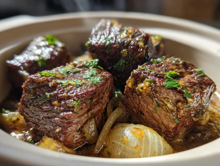 Crockpot Garlic Butter Steak Bites Recipe