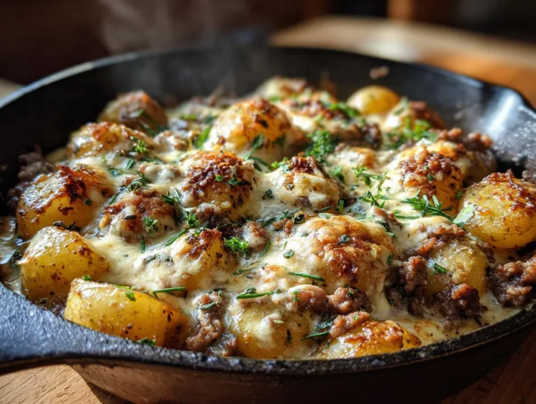 Easy One-Pan Creamy Meat & Potato Skillet