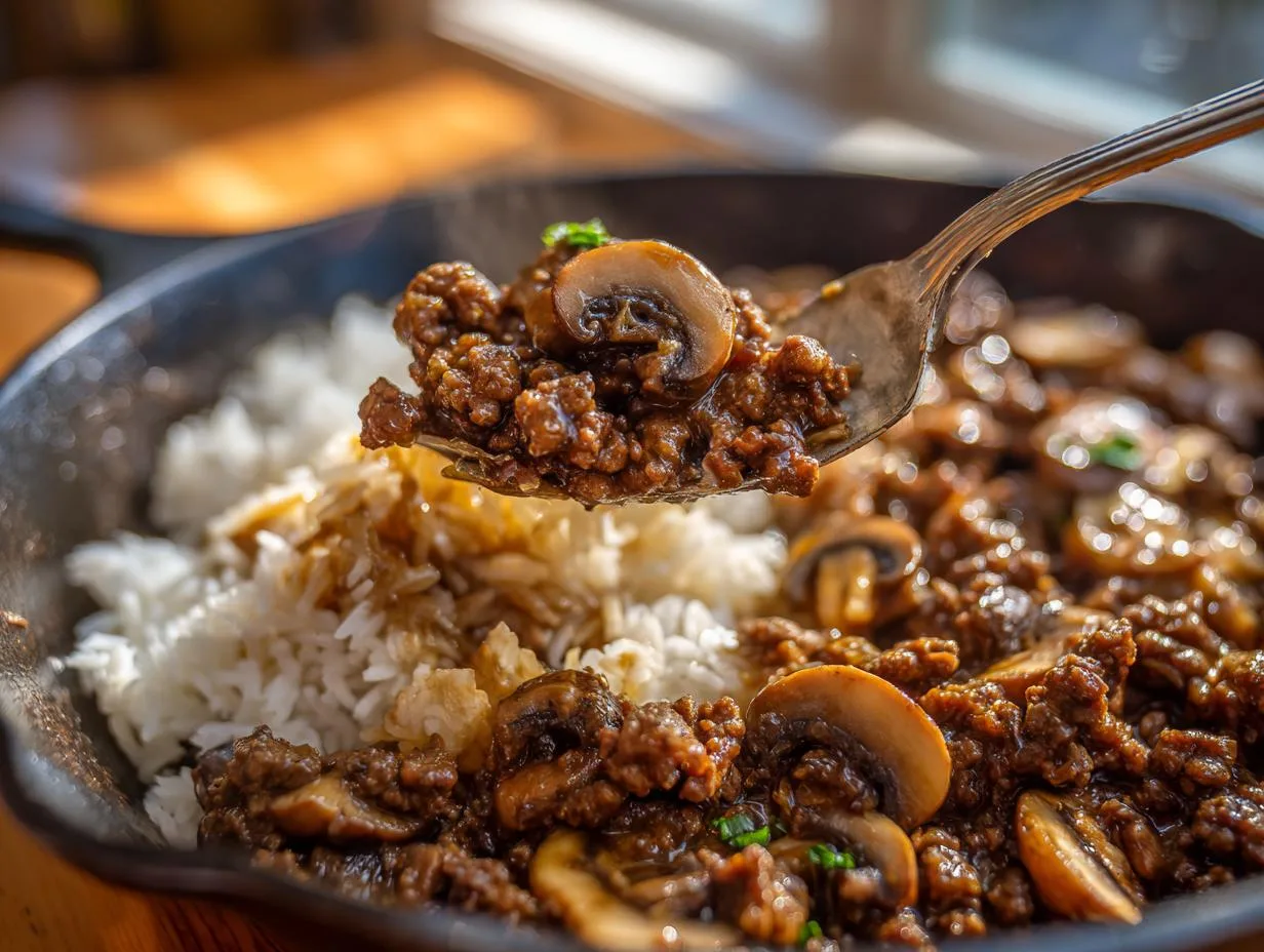 Grandma Jo’s Hearty Ground Beef Mushroom Skillet Recipe