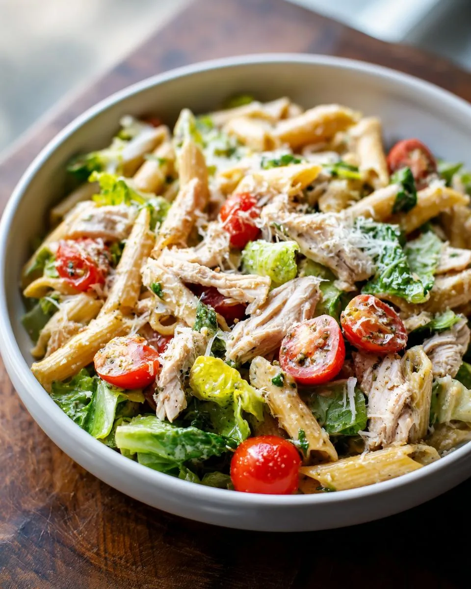 Healthy Chicken Caesar Pasta Salad - detail 3