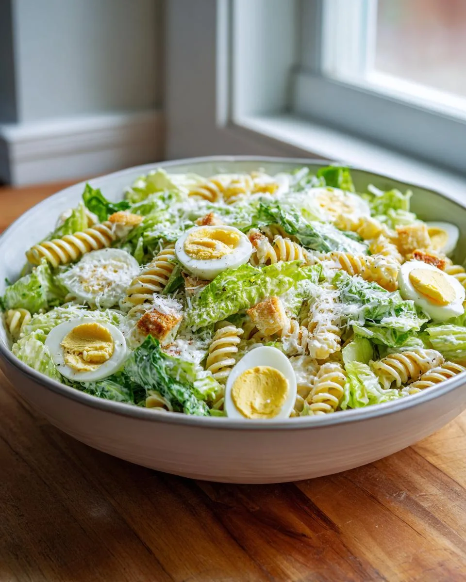 Healthy Creamy Caesar Pasta Salad - detail 3