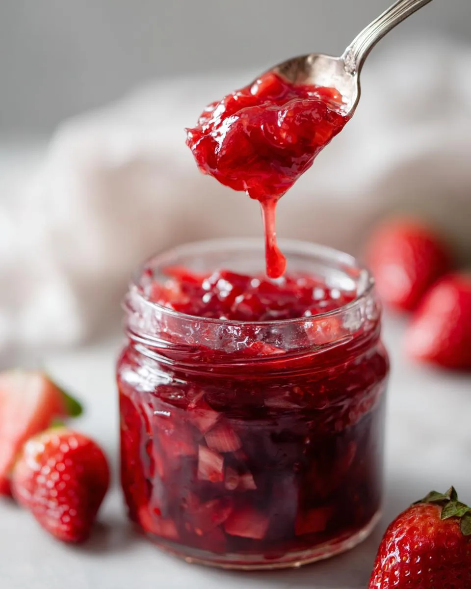Homemade Strawberry Rhubarb Jam - detail 3
