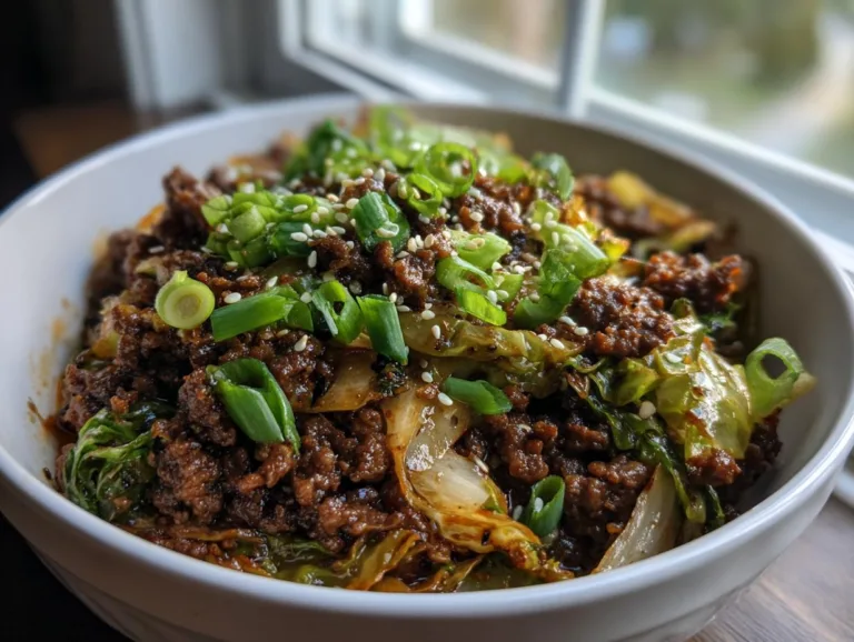 Low Carb Mongolian Ground Beef Cabbage