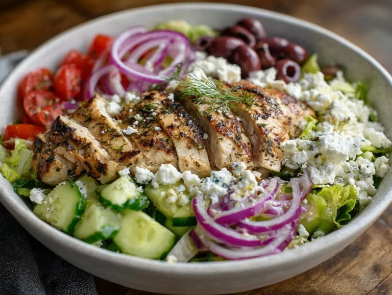 Mediterranean Feta Chicken Salad Bowl