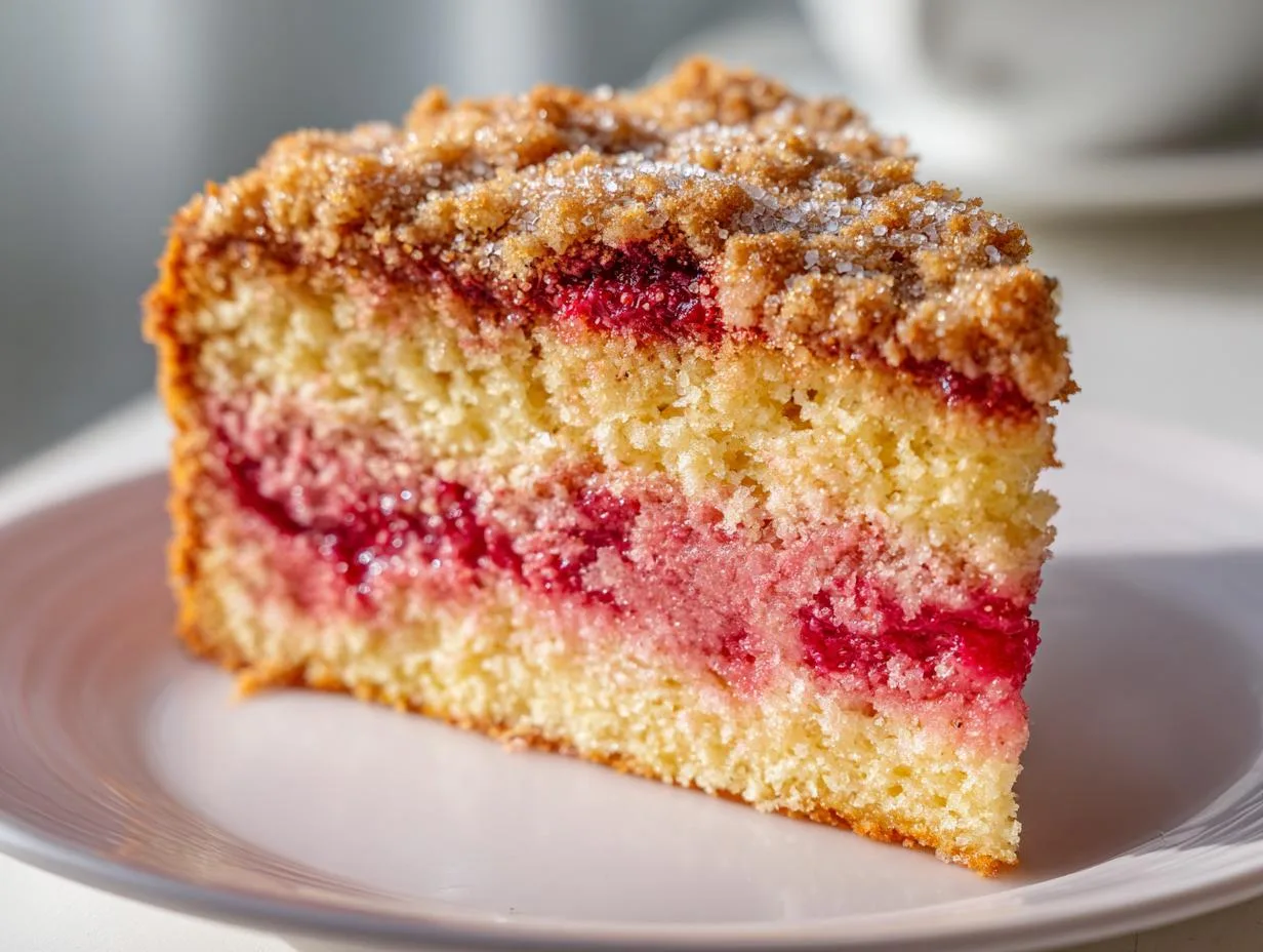 Irresistible Strawberry Rhubarb Streusel Coffee Cake