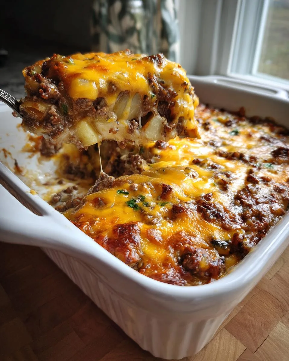Cheesy Ground Beef Potato Casserole - detail 2