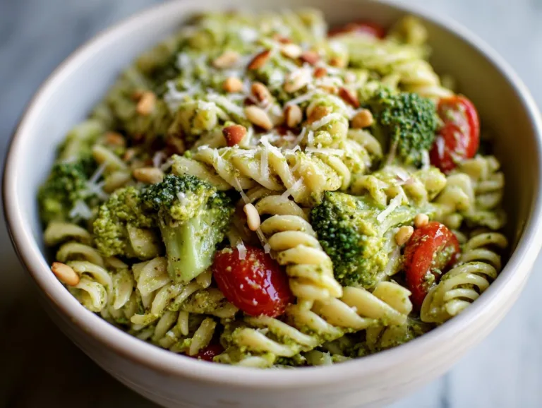 Creamy Pesto Veggie Pasta Salad