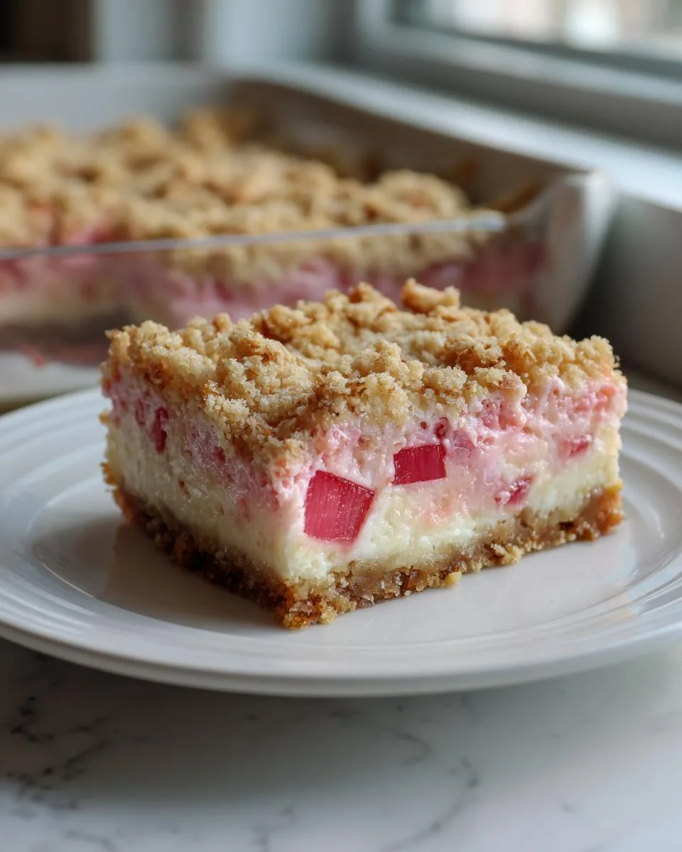 Creamy Rhubarb Cheesecake Bars - detail 3