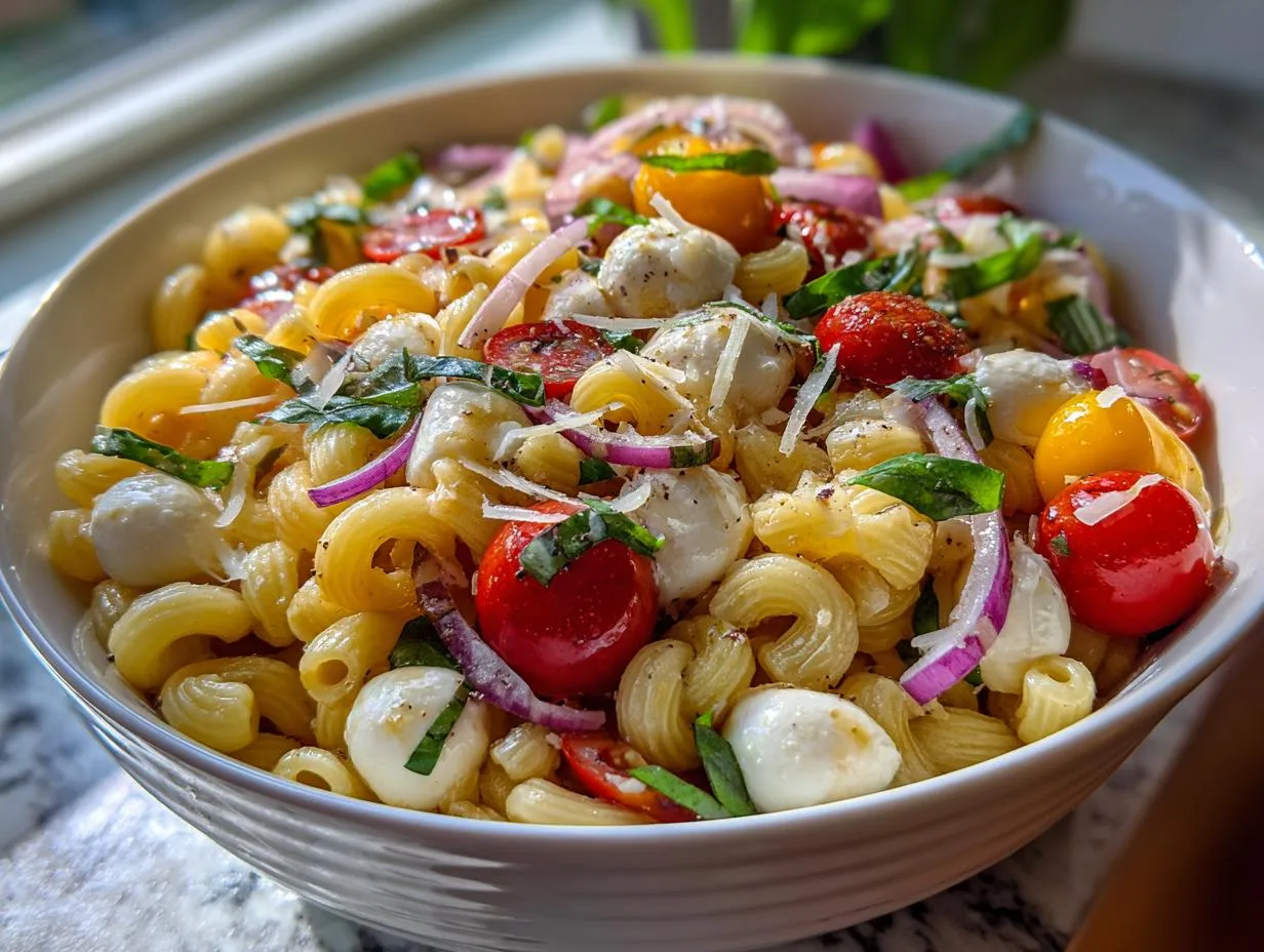 Mozzarella Tomato Pasta Salad Bowl That Steals Hearts