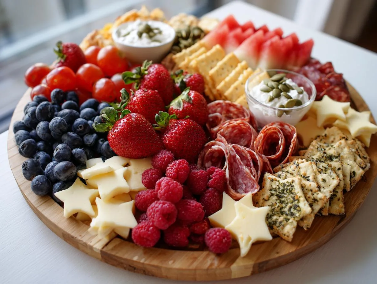 Patriotic Red White Blue Brunch Board for 6 Delights