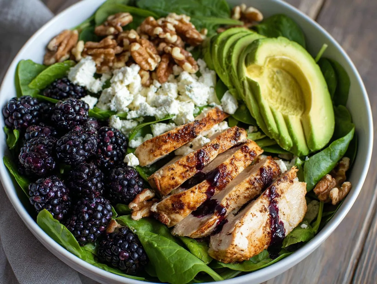 Magical 30-Minute Blackberry Feta Chicken Salad Bowl