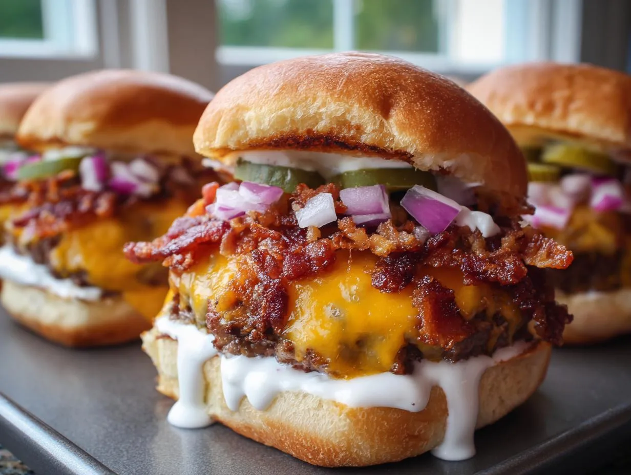 Mouthwatering Cheesy Bacon Ranch Burger Sliders in 30 Minute