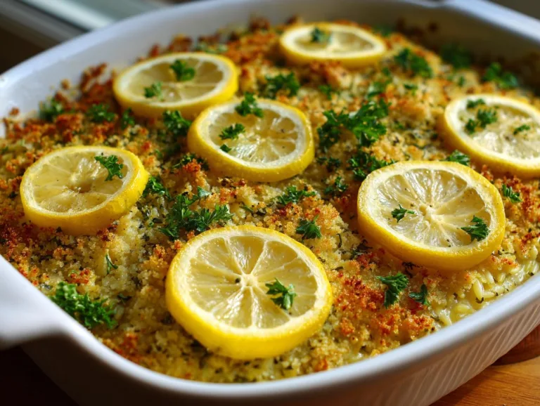 Chicken Piccata Orzo Bake