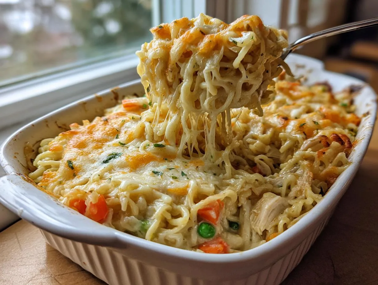 Creamy 6-Ingredient Easy Ramen Chicken Alfredo You’ll Devour