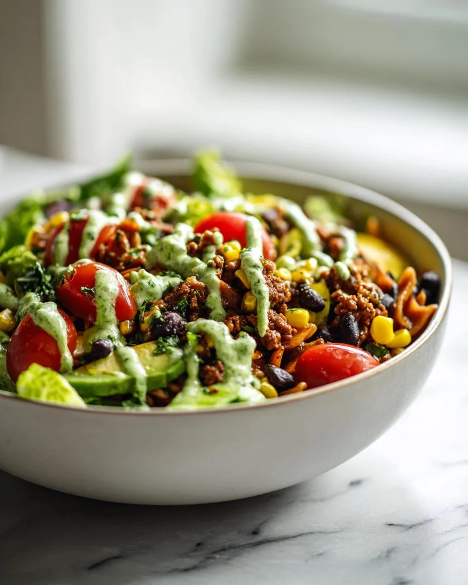 Healthy Taco Pasta Salad Bowl - detail 3