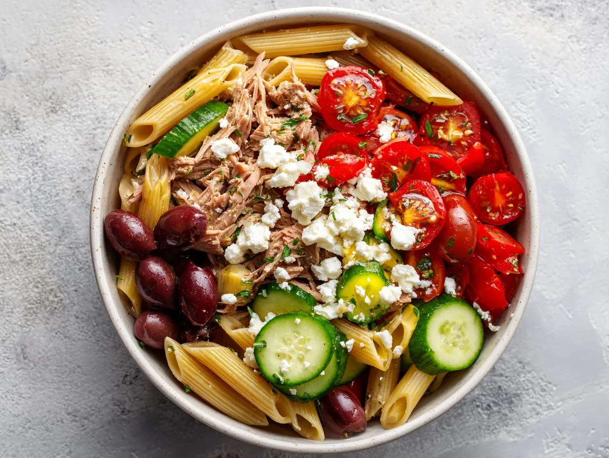 30-Min Mediterranean Tuna Pasta Salad Bowl Bliss