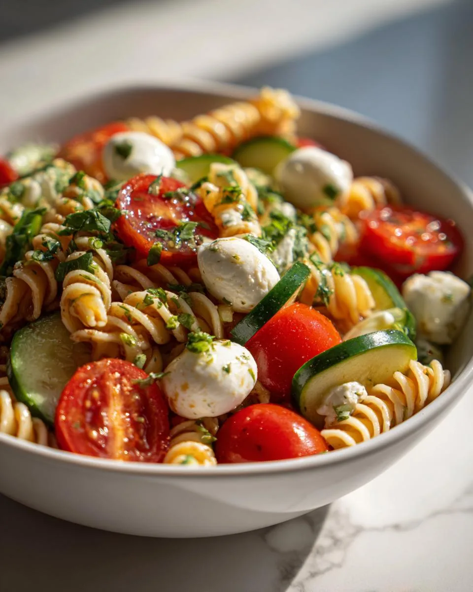 Tomato Cucumber Pasta Salad Bowl - detail 1