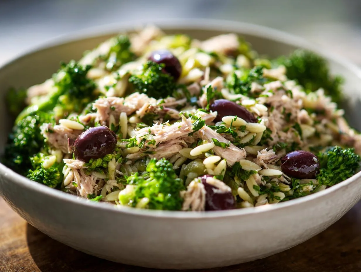 Irresistible Tuna Broccoli Orzo Salad Bowl in 20 Minutes